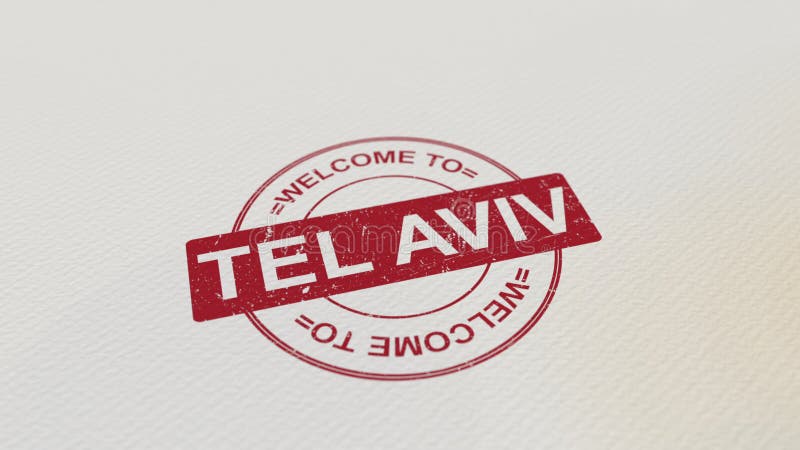 VÄLKOMNANDE TILL det röda trycket för TEL AVIV stämpel på papperet framförande 3d royaltyfri illustrationer VÄLKOMNANDE TILL det röda trycket för TEL AVIV stämpel på papperet framförande 3d royaltyfri illustrationer