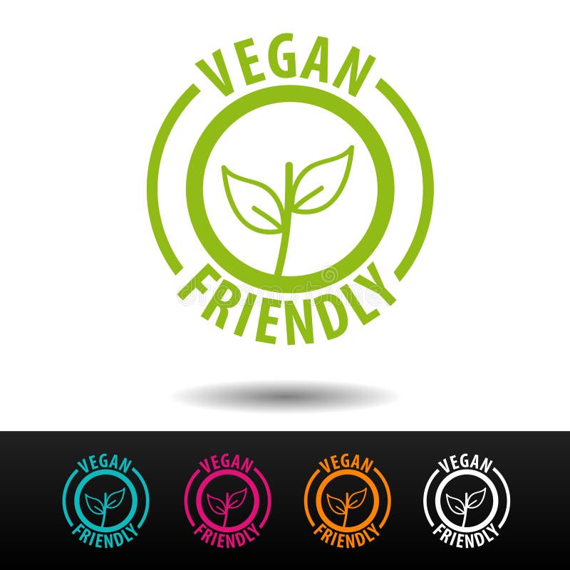 Vänligt emblem för strikt vegetarian, logo, symbol Plan vektorillustration på vit bakgrund Vara kan det använda affärsföretaget stock illustrationer