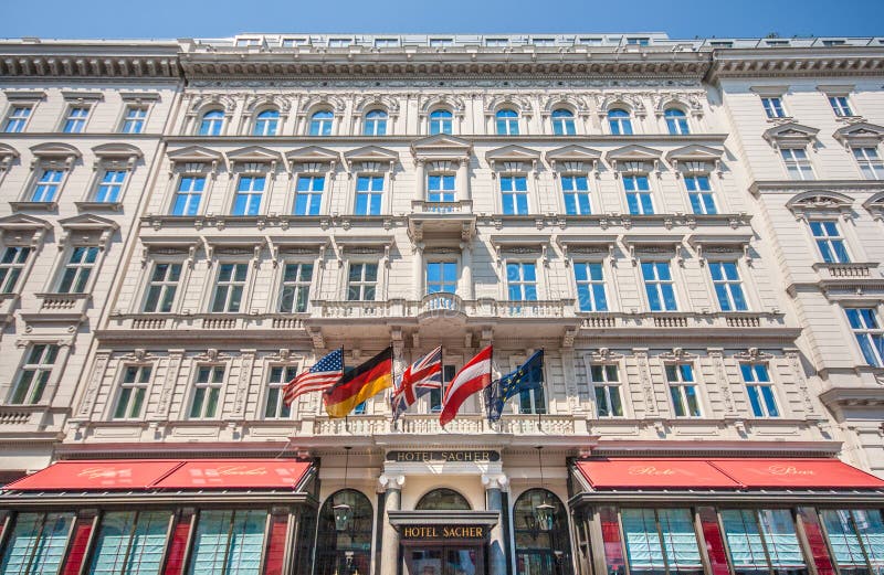 Värld-berömt hotell Sacher i Wien, Österrike