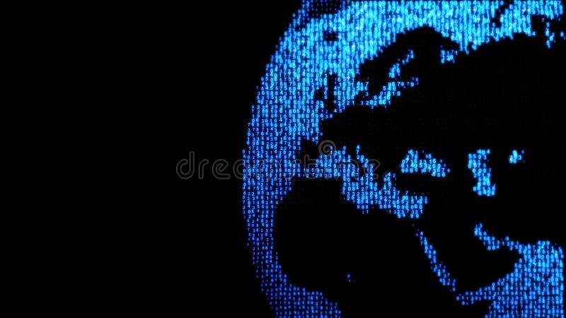 Värld för globalt nätverk Begreppet av internet över hela världen Jord från den digitala koden stock illustrationer Värld för globalt nätverk Begreppet av internet över hela världen Jord från den digitala koden stock illustrationer