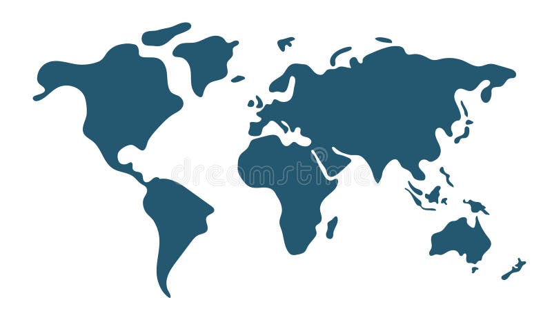 Världskarta i plan stil vektor illustrationer. Illustration av fortl