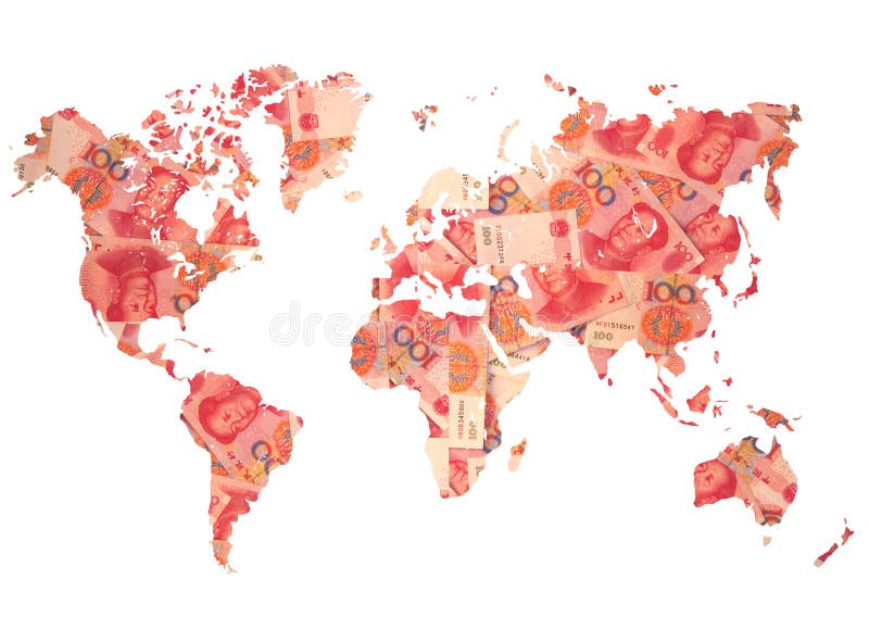 Världskarta som göras från kinesisk yuan royaltyfri illustrationer Världskarta som göras från kinesisk yuan royaltyfri illustrationer