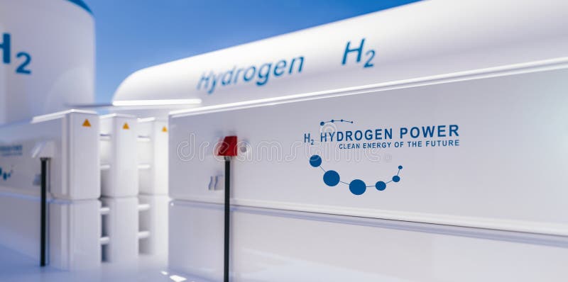 Hydrogen renewable energy production - hydrogen gas for clean electricity solar and windturbine facility. 3d rendering. Hydrogen renewable energy production - hydrogen gas for clean electricity solar and windturbine facility. 3d rendering.