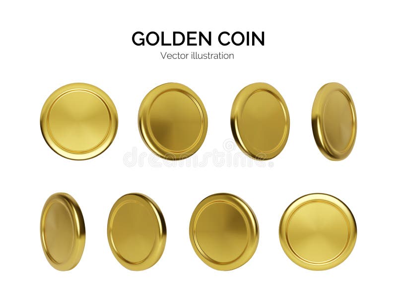Växling av guldmynt. finansiering och pengar. realistisk återgivning av guldpengar. glansigt metallmynt. vektor royaltyfri illustrationer