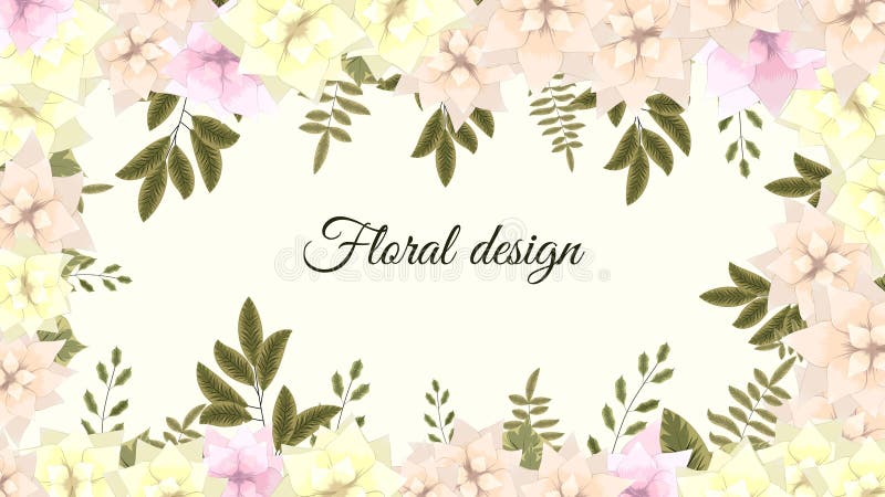 Vågrät blomsterbakgrund för vektor med floral banderoll med textplats. stock illustrationer