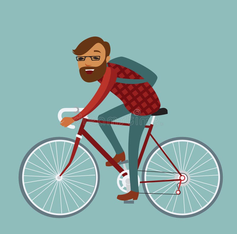 Vélo d'équitation de hippie de jeune homme illustration de vecteur Vélo d'équitation de hippie de jeune homme illustration de vecteur