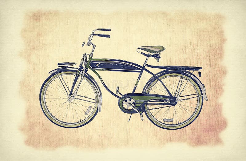 Vélo de vintage au-dessus de vieux fond grunge de papier avec la texture abstraite sensible de toile illustration stock