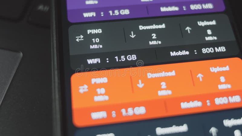 Vérification de la vitesse internet sur téléphone mobile à l'aide de l'appli de vitesse. vérification de la vitesse de téléchargem clips vidéos