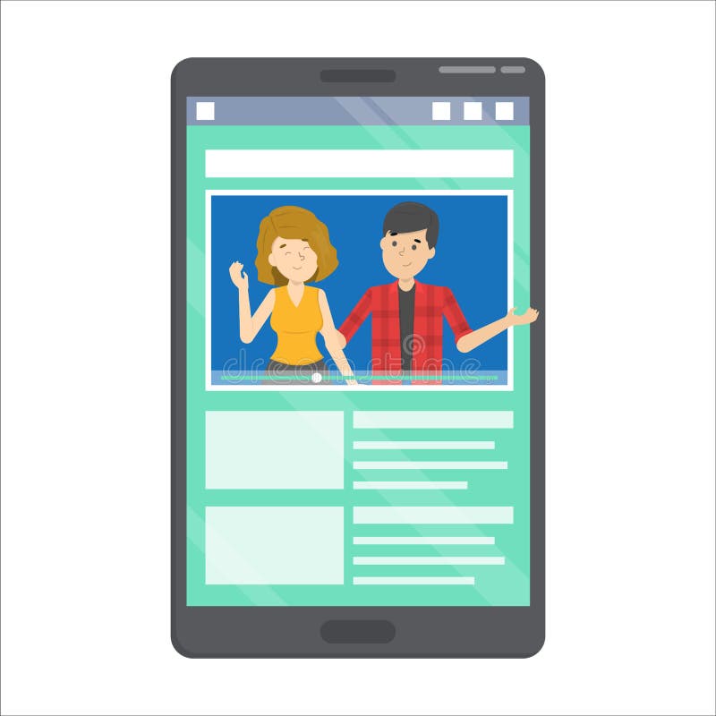 Vídeo con el blogger femenino en el teléfono móvil ilustración del vector Vídeo con el blogger femenino en el teléfono móvil ilustración del vector