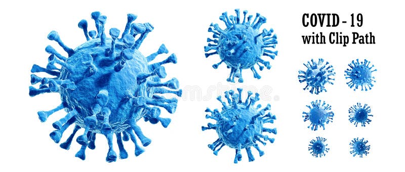 Vírus Corona, Covid 19, Vírus da gripe ao microscópio isolado em fundo branco com caminho de clipe para corte de di Epidemia de C