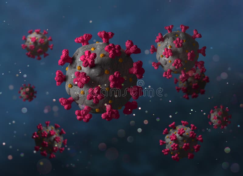 Vírus corona que entram num organismo 3d visual