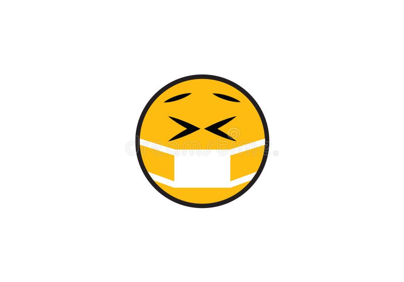 Vírus da corona malhado covid- 19 mascara expressão facial amarela emoticon