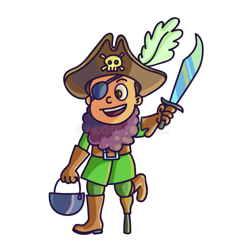 Víspera de Todos los Santos feliz Niño lindo de la historieta en pirata del traje stock de ilustración Víspera de Todos los Santos feliz Niño lindo de la historieta en pirata del traje stock de ilustración