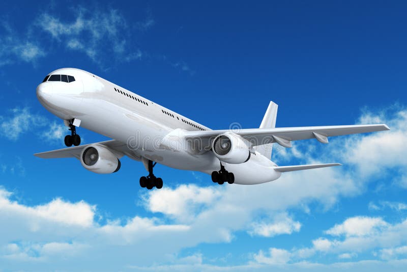 Passenger airliner flight in the blue sky. Passenger airliner flight in the blue sky
