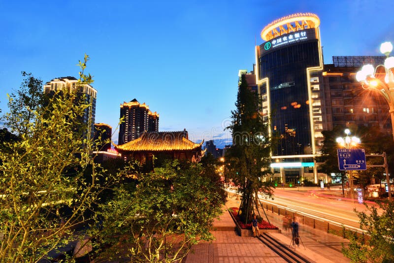 W centrum Chengdu miasto, Sichuan Chiny obraz royalty free W centrum Chengdu miasto, Sichuan Chiny obraz royalty free