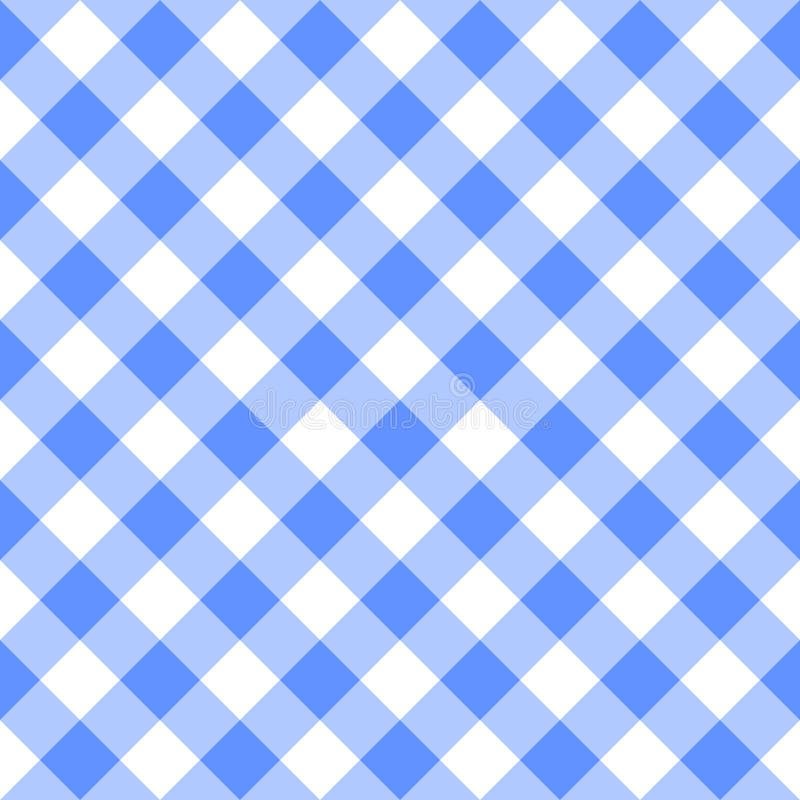 W kratkę błękitnej i białej szkockiej kraty bezszwowy wzór Gingham tkaniny projekta tło ilustracja wektor