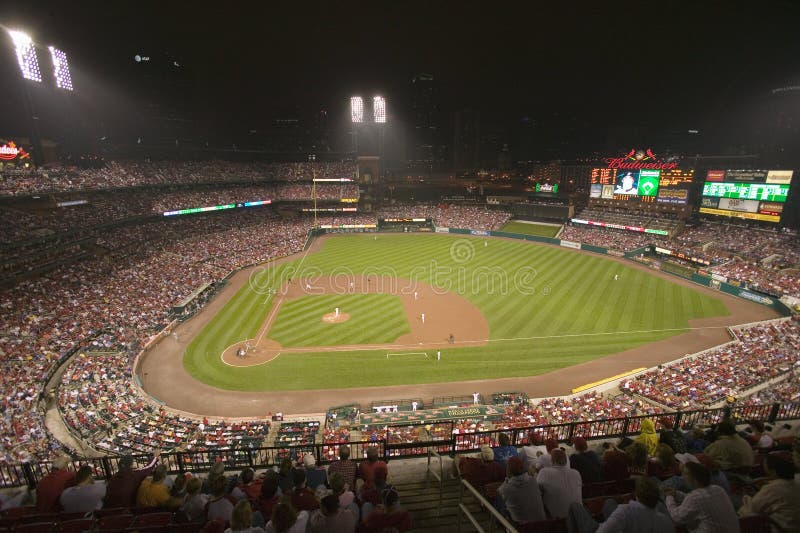 In a night game and a light rain mist, the Florida Marlins beat the 2006 World Series Champion baseball team, the St. Louis Cardinals 9 to 1, at the 3rd Busch Stadium, St. Louis, Missouri on August 29, 2006. In a night game and a light rain mist, the Florida Marlins beat the 2006 World Series Champion baseball team, the St. Louis Cardinals 9 to 1, at the 3rd Busch Stadium, St. Louis, Missouri on August 29, 2006