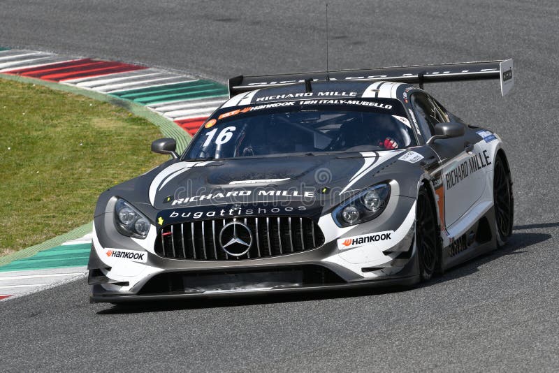 W?ochy - 29 Marzec, 2019: Mercedez AMG GT3 SPS wyst?pu Automobilowa dru?yna zdjęcia royalty free W?ochy - 29 Marzec, 2019: Mercedez AMG GT3 SPS wyst?pu Automobilowa dru?yna zdjęcia royalty free