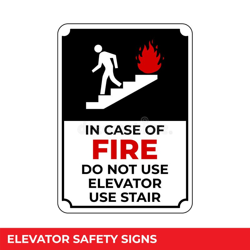 W przypadku schodów pożarowych nie należy stosować znaku windy z ostrzeżeniem dla stref przemysłowych łatwych w użyciu i drukować