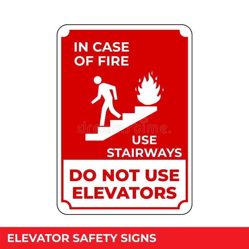 W przypadku schodów pożarowych nie należy stosować znaku windy z ostrzeżeniem dla stref przemysłowych łatwych w użyciu i drukować