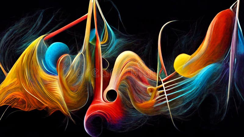 Abstract, Surreal, In the mind of a musician, the visualization of the process of creation of music in the mind, Vivid Colors, 3d dimensionality, hyper realistic. Abstract, Surreal, In the mind of a musician, the visualization of the process of creation of music in the mind, Vivid Colors, 3d dimensionality, hyper realistic