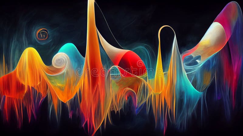 Abstract, Surreal, In the mind of a musician, the visualization of the process of creation of music in the mind, Vivid Colors, 3d dimensionality, hyper realistic. Abstract, Surreal, In the mind of a musician, the visualization of the process of creation of music in the mind, Vivid Colors, 3d dimensionality, hyper realistic