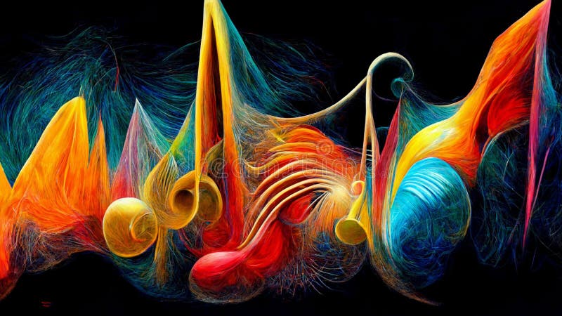 Abstract, Surreal, In the mind of a musician, the visualization of the process of creation of music in the mind, Vivid Colors, 3d dimensionality, hyper realistic. Abstract, Surreal, In the mind of a musician, the visualization of the process of creation of music in the mind, Vivid Colors, 3d dimensionality, hyper realistic