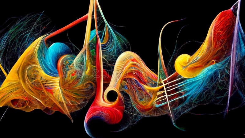 Abstract, Surreal, In the mind of a musician, the visualization of the process of creation of music in the mind, Vivid Colors, 3d dimensionality, hyper realistic. Abstract, Surreal, In the mind of a musician, the visualization of the process of creation of music in the mind, Vivid Colors, 3d dimensionality, hyper realistic