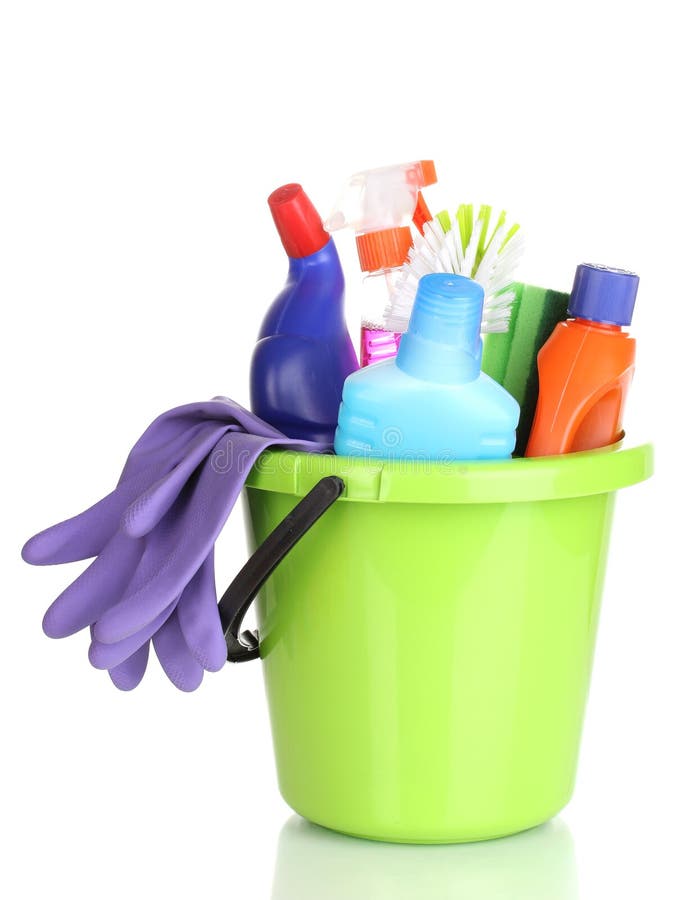 W wiadrze Cleaning rzeczy obrazy stock W wiadrze Cleaning rzeczy obrazy stock