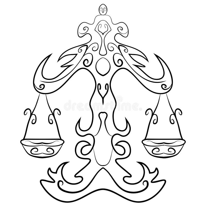 Sternzeichen Der Waage Oder Der Skalen Linie Kunstvektorillustration