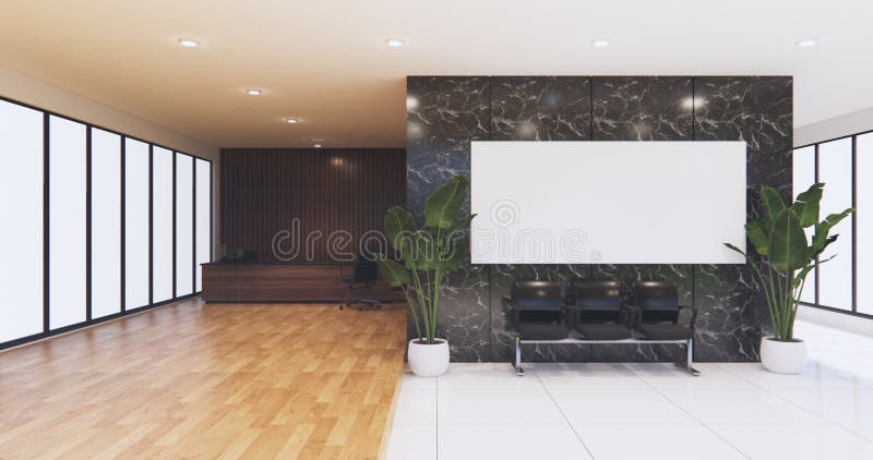 Wachtruimte interior op bureau design3d rendering vector illustratie