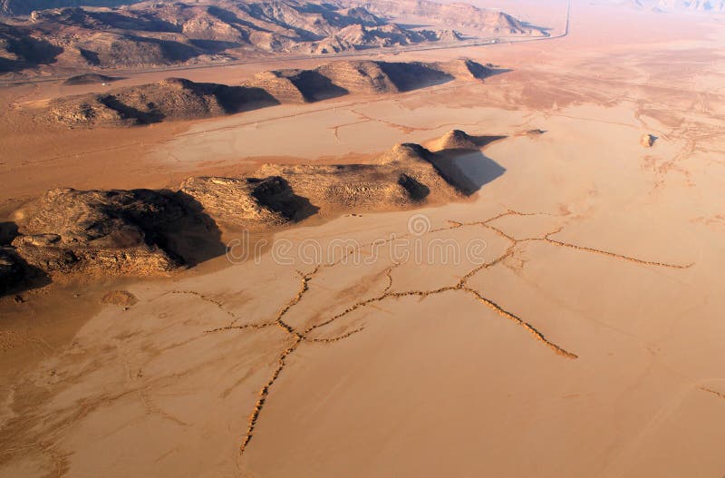 Wadi Rum Desert landscape from above