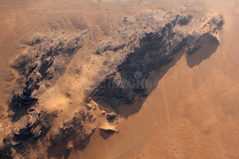 Wadi Rum Desert landscape from above