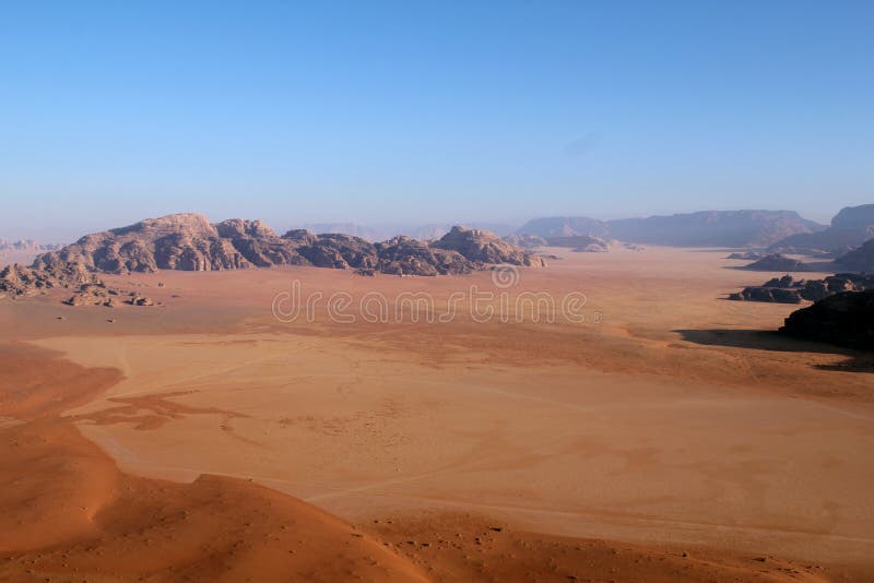 Wadi Rum Desert landscape from above