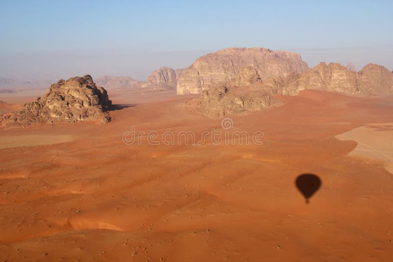 Wadi Rum Desert landscape from balloon