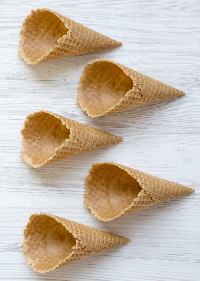 Wafer Cups for Ice Cream, Overhead View. from Above, Top View Stock
