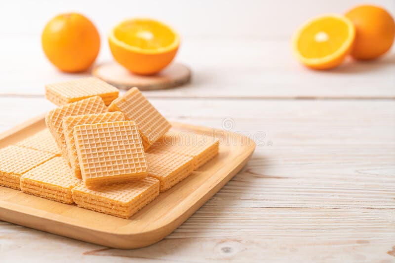 Wafer with orange cream stock image. Image of sugar 160911871