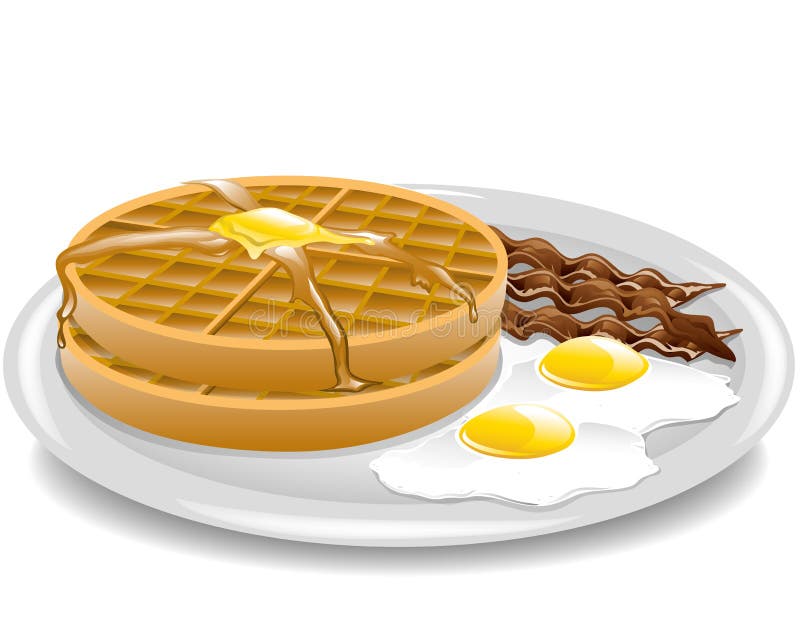Waffle And Eggs Breakfast Of The Champions Stock Illustration