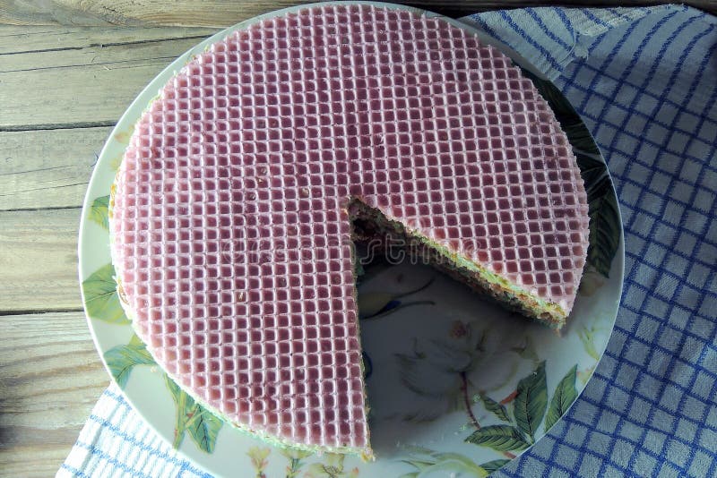 Waffle Cake with Condensed Milk Stock Image Image of dessert, dinner