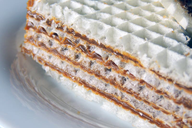 Waffle Cake with Condensed Milk Stock Photo Image of custard, holiday