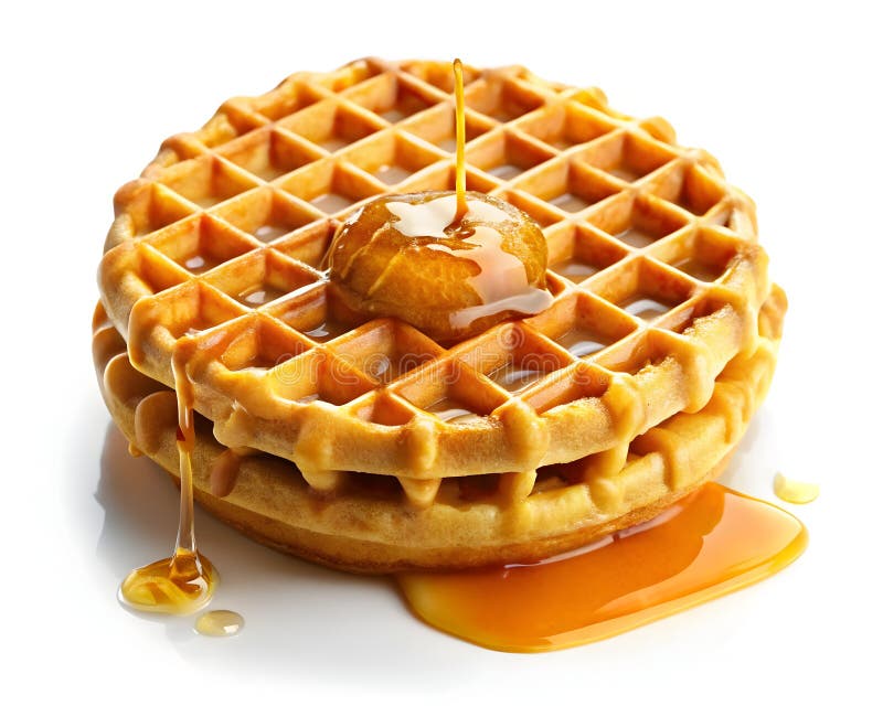 Waffle de oro con jarabe de arce Splash Delicioso desayuno libre illustration