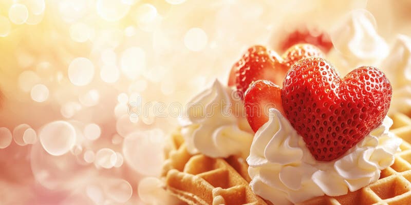 Waffle dorado con crema batida ilustración del vector