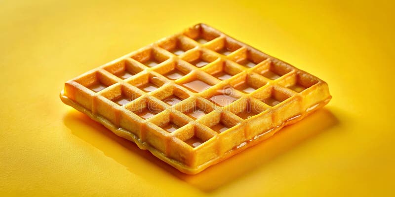 Waffle dorado con llovizna dulce sobre fondo amarillo. IA generativa stock de ilustración