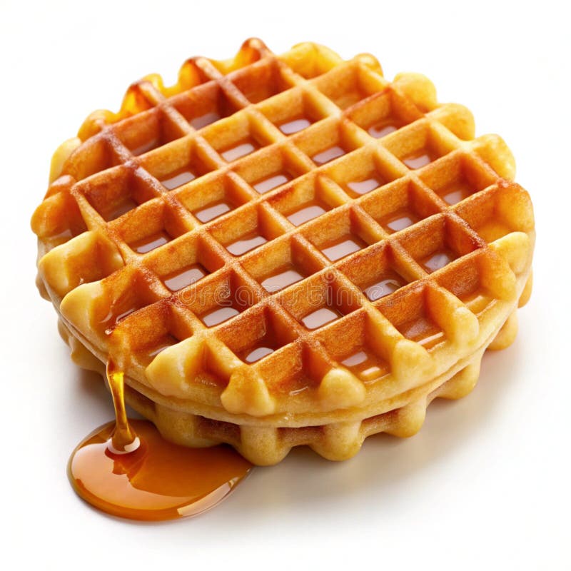 Waffle dorado crujiente con llovizna de arce libre illustration