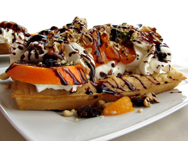 Waffle with everything stock image. Image of nuts, plate 17680225