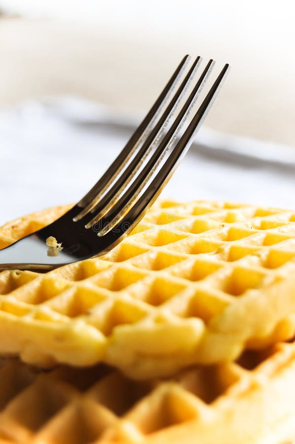 Waffle on a fork stock image. Image of appetizer, snack 22027893