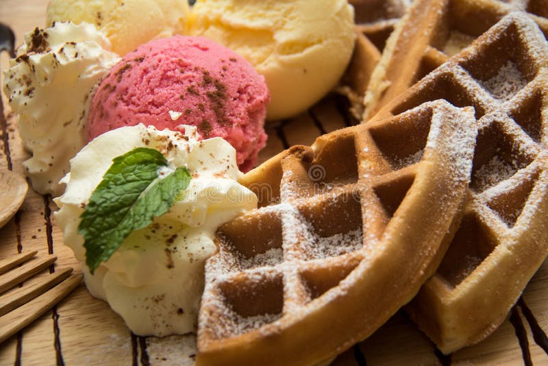 Waffle ice cream stock photo. Image of close, restaurant 63424928