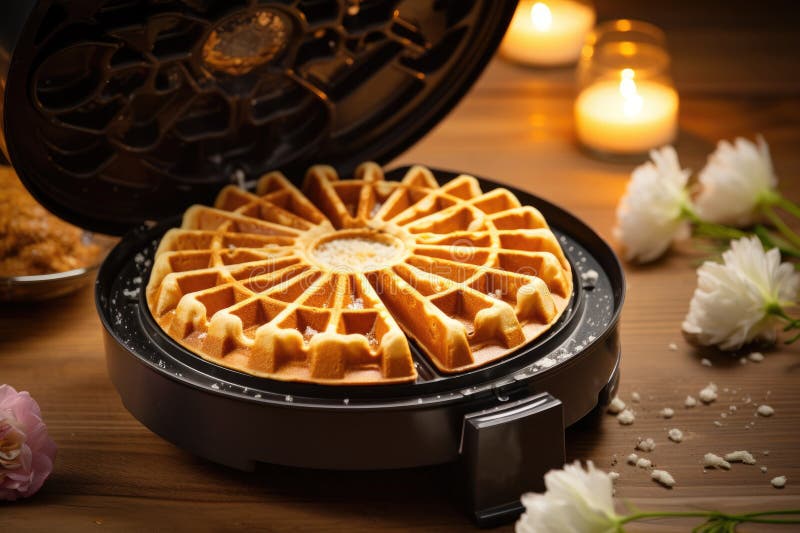 Waffle Iron with Batter, Ready for Cooking Stock Photo Image of
