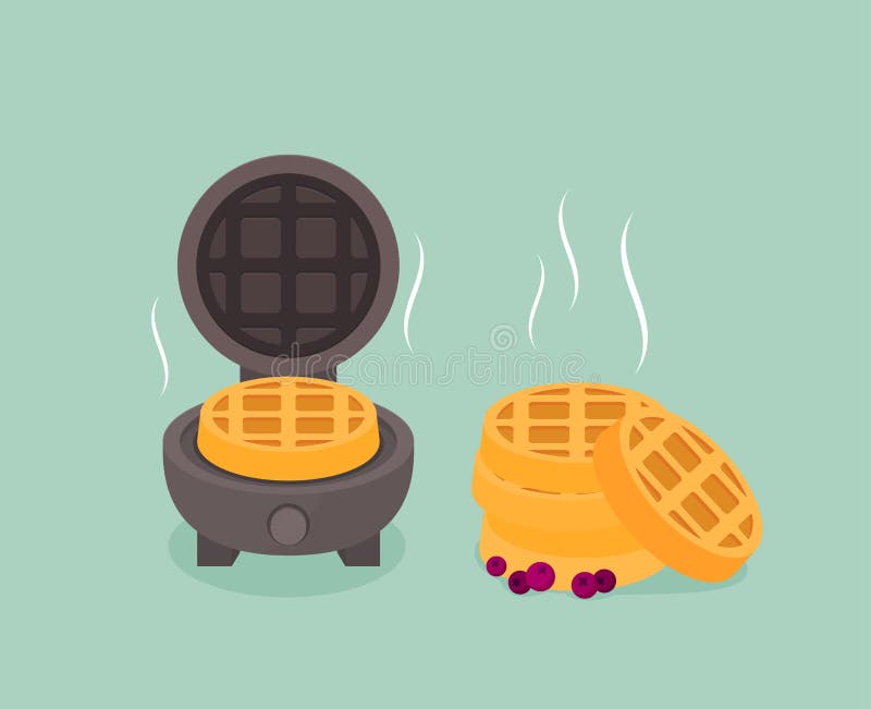 Waffle Maker in Flat Design Style Isolated on Color Background Stock