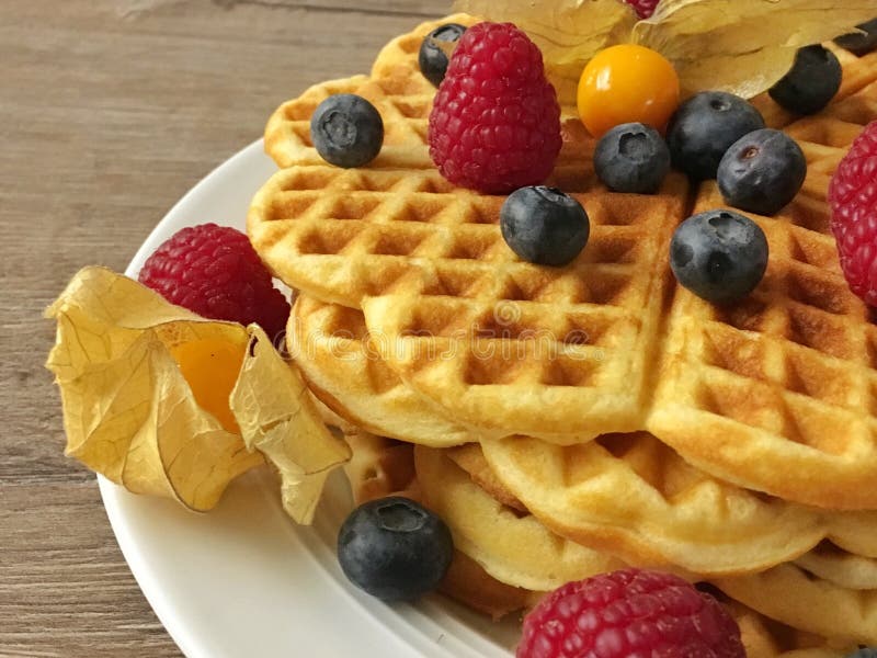 Waffle on plate stock photo. Image of food, dessert 110023920